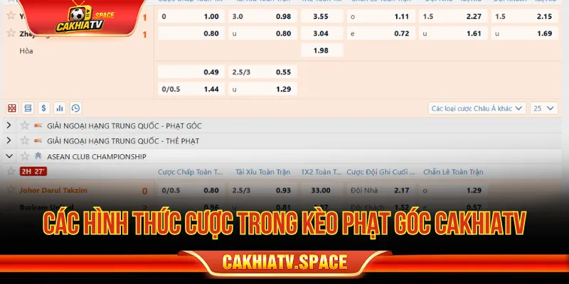 Các dạng dữ liệu phạt góc thường gặp trong bóng đá